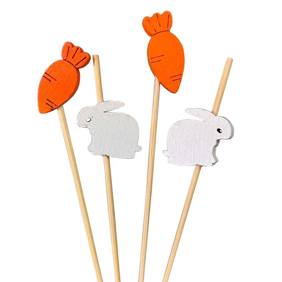 Palito Decorativo - Petiscos - Coelhos e Cenouras - 20 unidades - Silver Festas - Rizzo - Home & Living