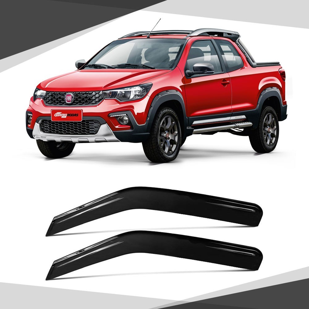Calha De Chuva Defletor Fiat Strada 2014 2015 2016 Defletor 3 Portas Fume Tiger FT3596