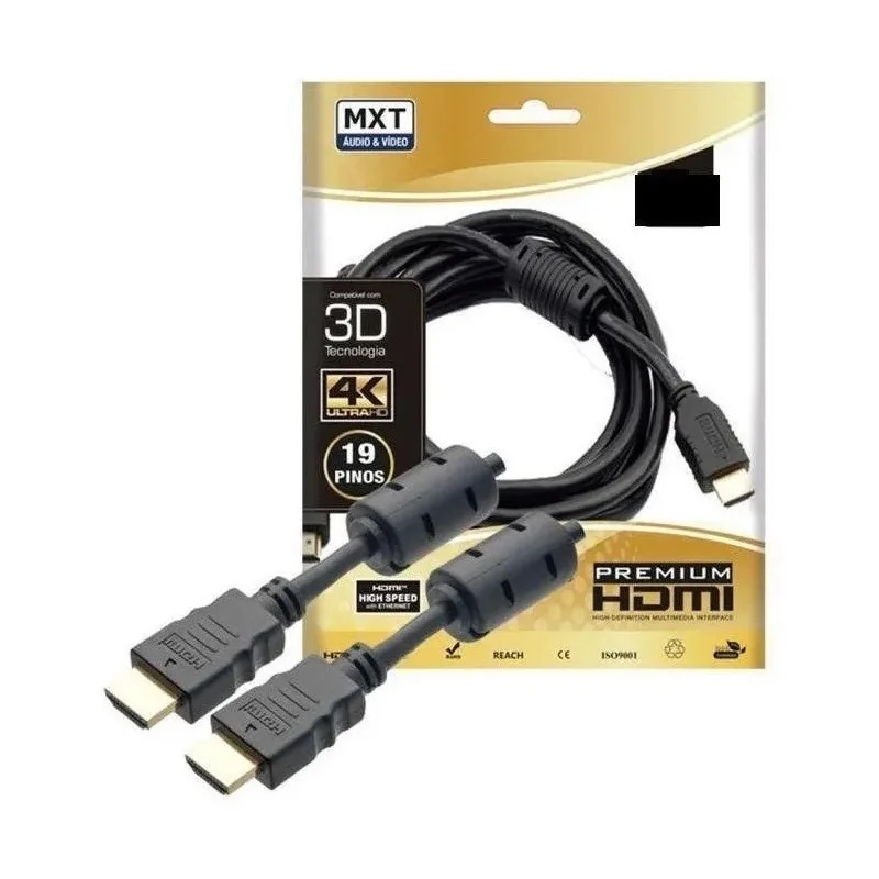 CABO HDMI 4K ULTRA HPREMIUM 2.0V 30+28AWG C/FILTRO O.D:7MM DOURADO 10 METROS