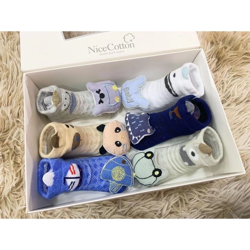 KIT 6 pares com caixa de presente Meia 3d Bichinho Lindas Recém Nascidos Meninos e Meninas Infantil
