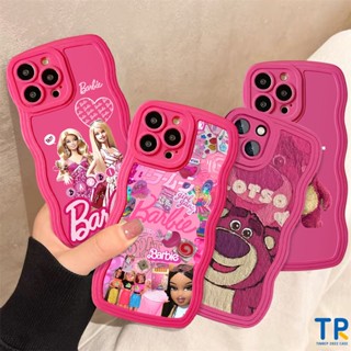 Para Samsung A13 A14 A12 A23 A03s A50s A20s A30s A04s A32 A20 A52s A30 A50 A02s A04 A52 M12 A04E Princesa Barbie Bonita Rosa Vermelha Morango Urso De Capa De Borda Ondulada Macia