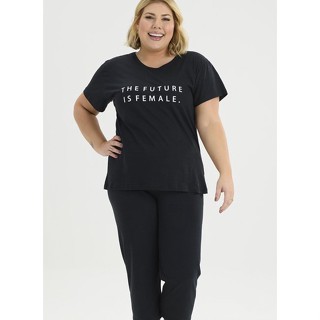 Pijama Feminino Pescador Plus Size de Algodão Female