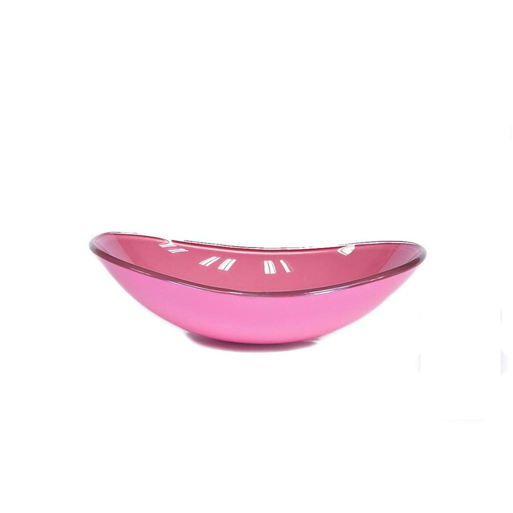 CUBA DE VIDRO OVAL 55CM ROSA