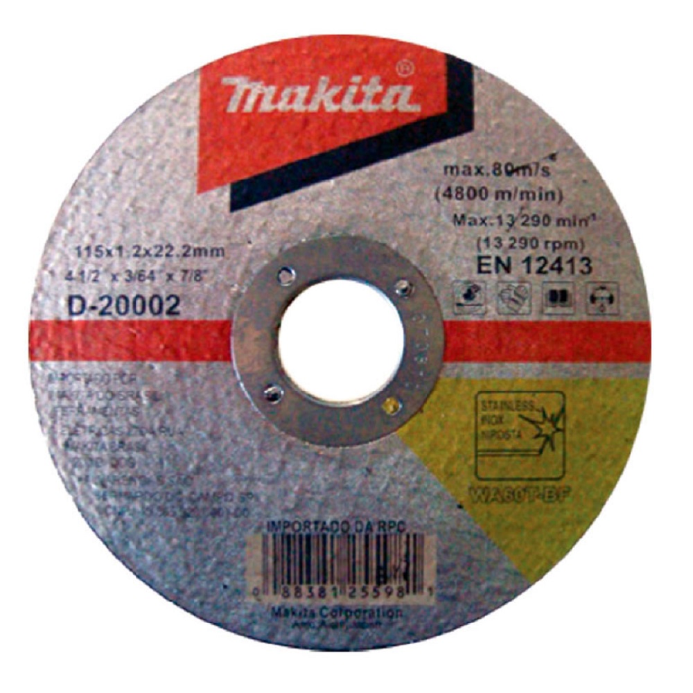 DISCO CORTE 115,0MM (4.1/2 ) X 1,2 X P INOX MAKITA D-20002 em Oferta na Shopee