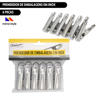 Prendedor de Embalagens em Inox 6 Peças Mimo em Oferta na Shopee