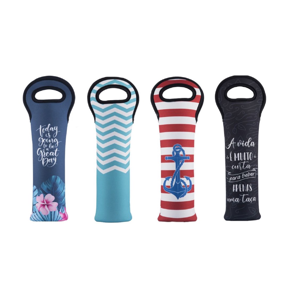 Porta Garrafa Neoprene Vinho Cooler Espumante Estampado Top