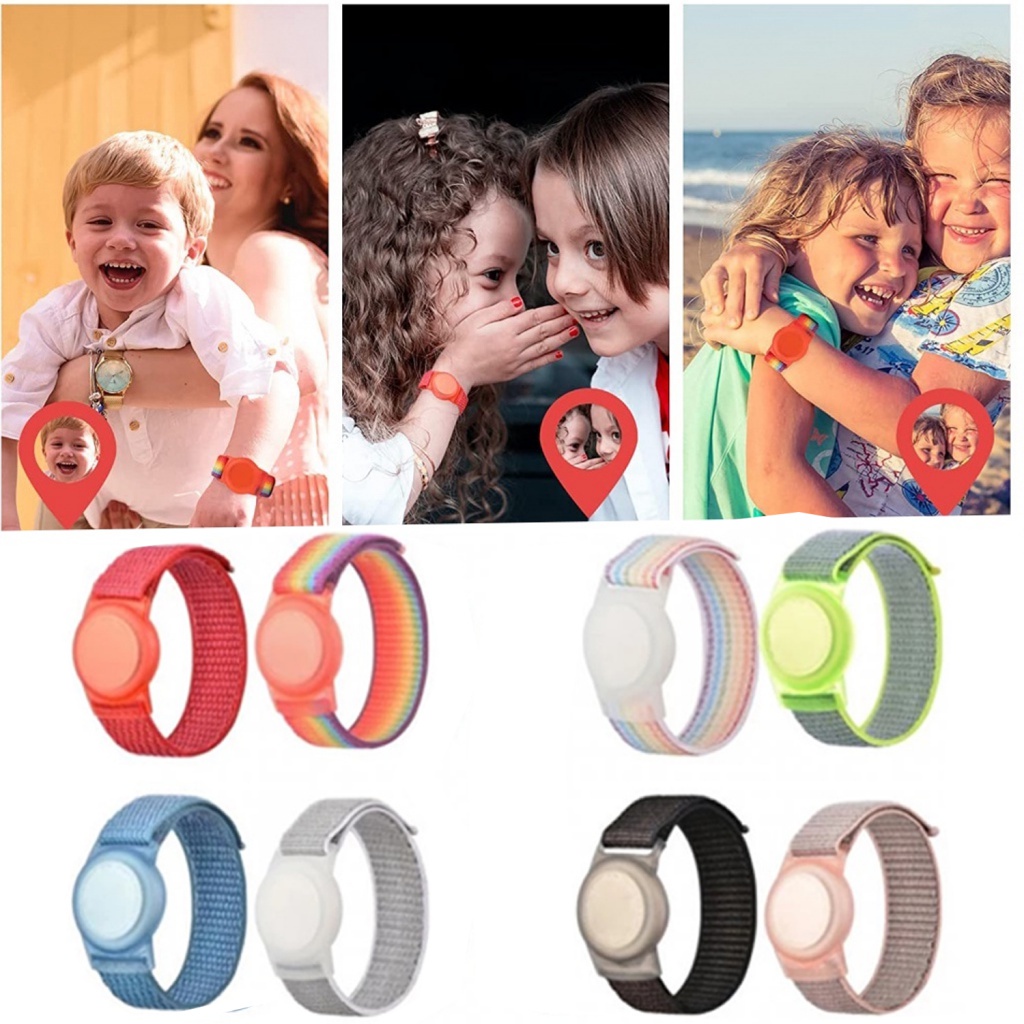 Pulseira Para Airtag Kids , GPS Crianças Compatível Com Air Tag , Acessórios De Nylon De Pequeno Porte , Anti-Perda (Blu