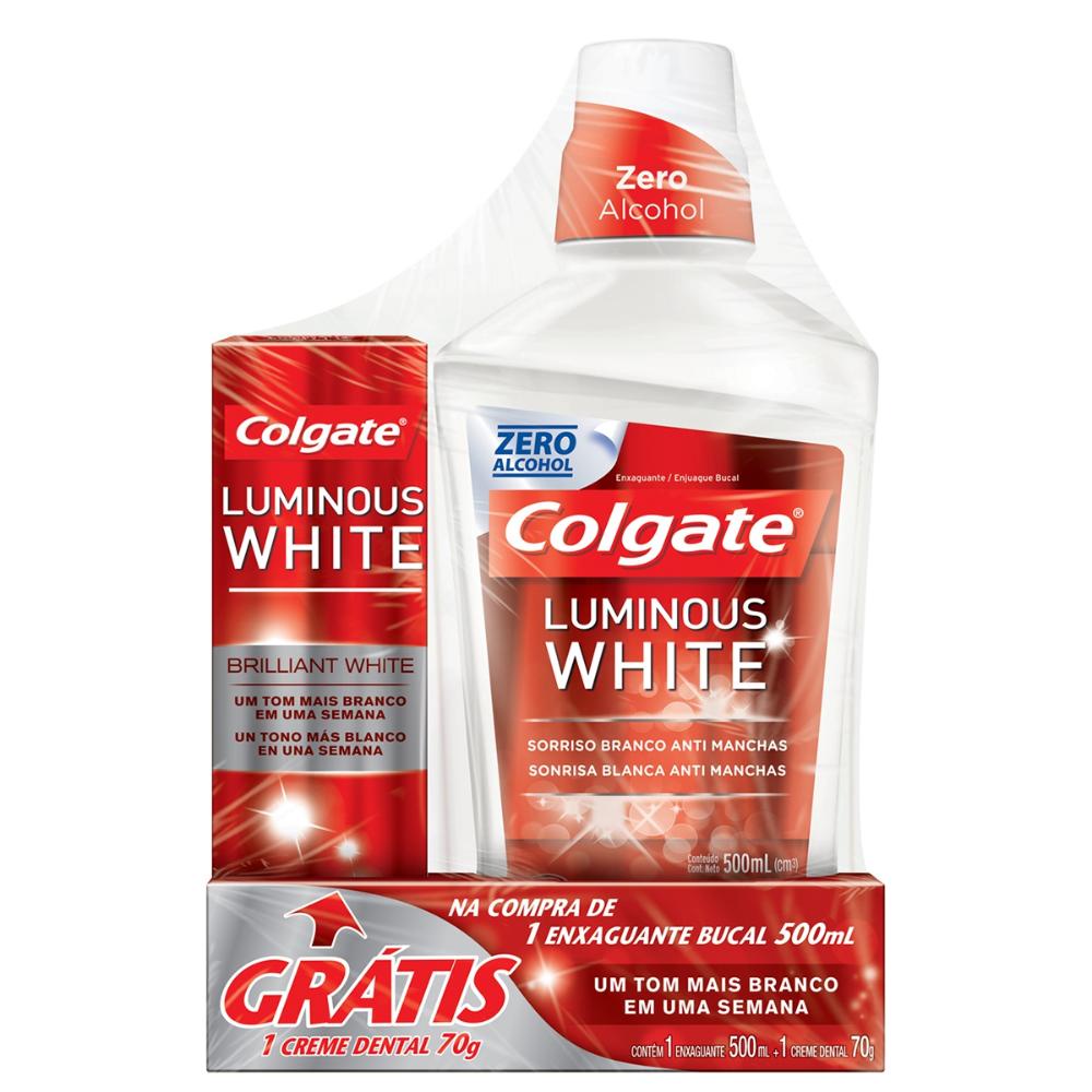 Enxaguante Bucal Colgate Luminous White 500ml - Grátis 1 Creme Dental em Oferta na Shopee