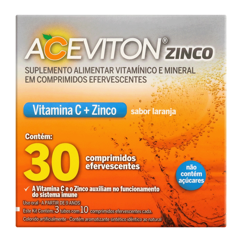 Vitamina C Aceviton e Zinco 30 Comprimidos Efervescentes