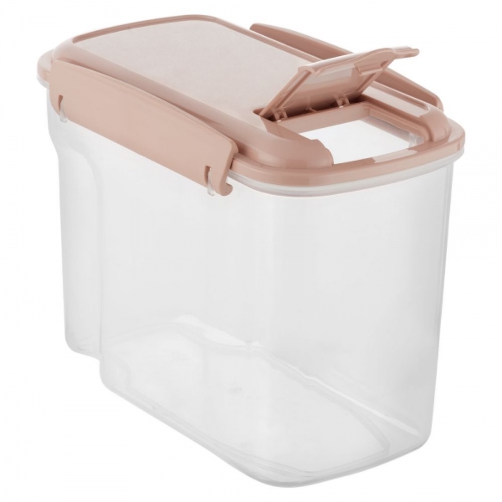Pote Trava Hermético para Alimentos Clink  com Abertura  Retangular de Plástico 1300ML Rosa Claro