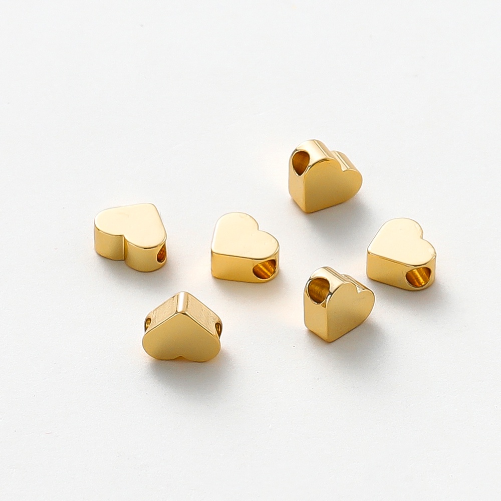 St . Kunkka 20pcs 5 * 6mm 18K Preservação Da Cor Contas De Furo Em Forma De Coração Com Revestimento De Ouro Real Espaçador Feitas Para Colares De Pulseiras em Oferta na Shopee