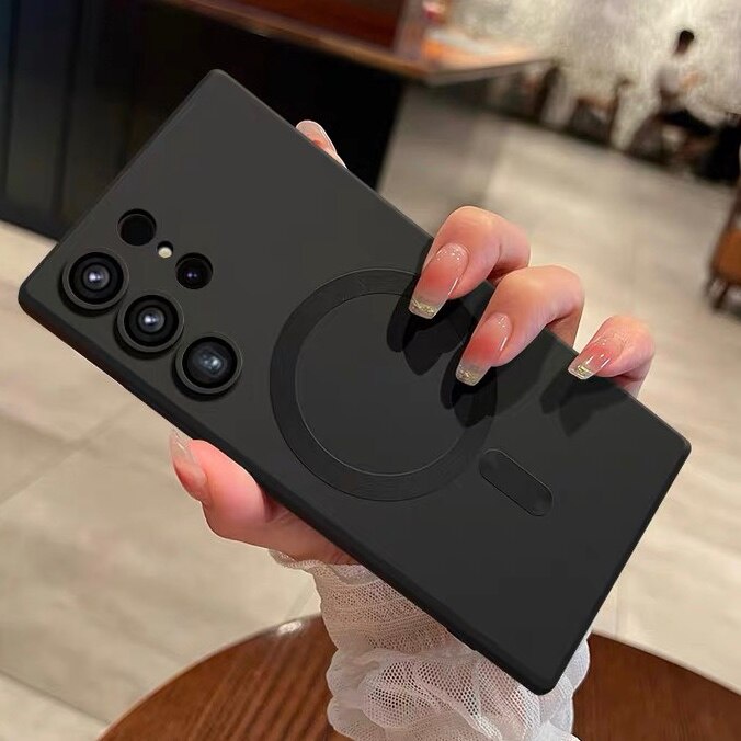 Novo Silicone Macio De Luxo Para Carregamento Sem Fio Capa Magsafe Samsung Galaxy S23 S22 S21 S20 Ultra Plus S20 FE Nota 20 10 Capas À Prova De Choque Mate