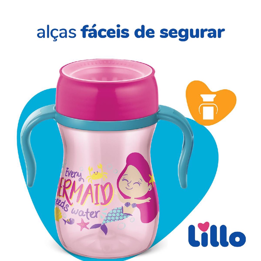 Detalhes do Copo de Treinamento Infantil 360 Evolution 240ml Rosa Lillo