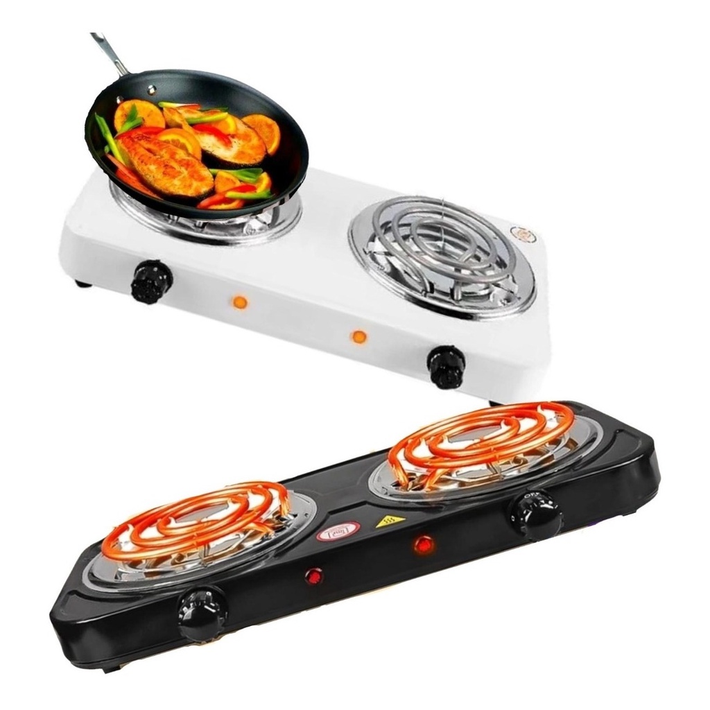 Fogão Elétrico Cooktop  Fogareiro Portátil 2 Bocas 2000 Watts 110v Branco