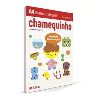 Papel sulfite A4 180g 210x297 com 50 folhas Chamequinho