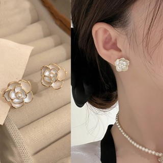 Brincos De Alta Luxo Vintage Camélia S925 Sterling Silver Esmalte Para Meninas