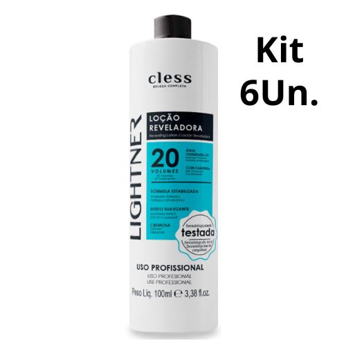 Kit C/6 Águas Oxigenada Lightner 20 volumes 100ml - Cless