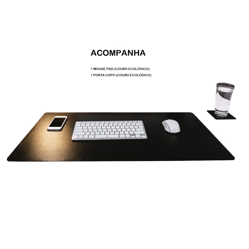 Desk Pad Mesa Couro Ecologico 150x40 para notebook + porta copo