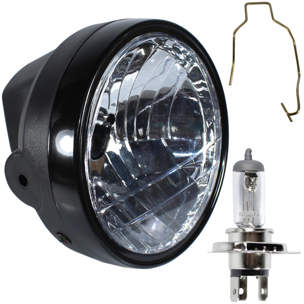 Farol completo CG150 Titan Sport 2004 a 2008 aro preto com lâmpada
