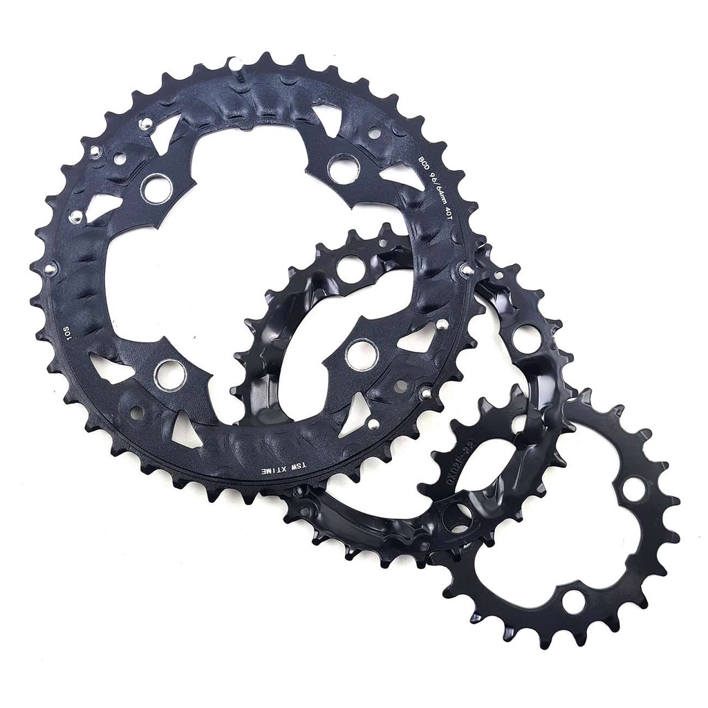 Coroas Mtb Xtime 40 30 e 22 Bcd 96mm Serve em Shimano Alivio M4050 Acera MT300 Deore M523