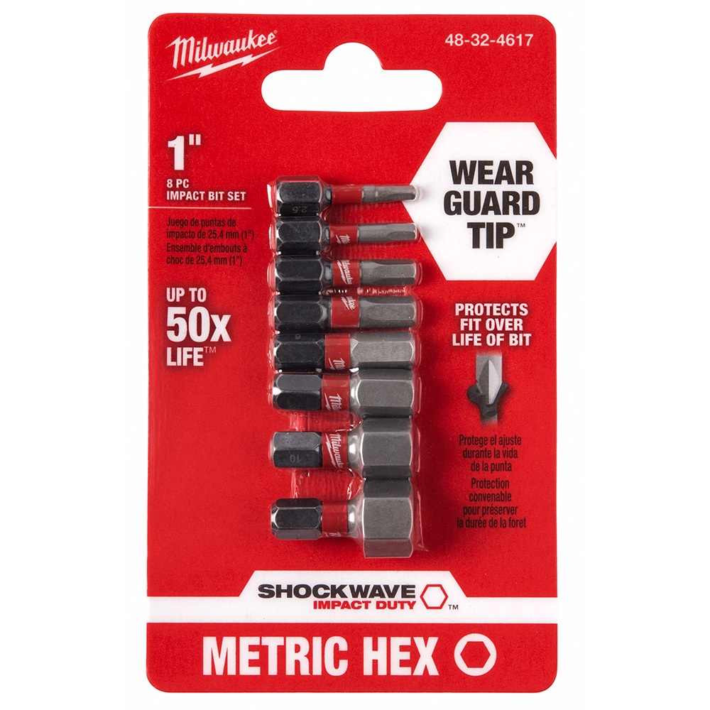 Kit Bit Hexagonal Shockwave 1" C/08 Pçs - 48-32-4617 Milwaukee - Home & Living