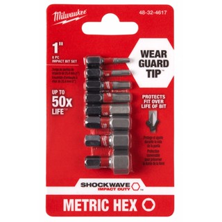 Kit Bit Hexagonal Shockwave 1" C/08 Pçs - 48-32-4617 Milwaukee