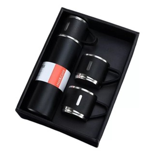 Kit Garrafa Térmica Vacuum Flask Set 500ml Com 3 Xícaras