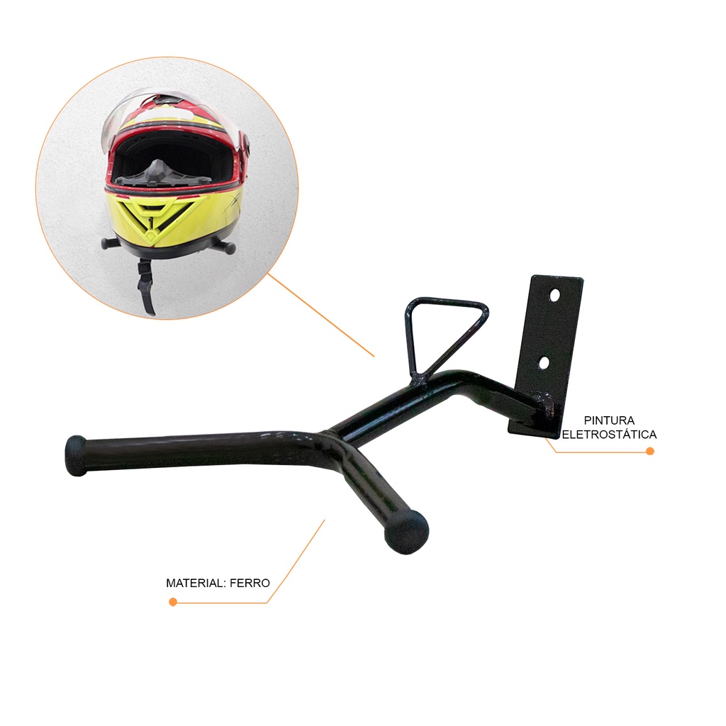 Suporte organizador de Capacete para Parede - Preto Com parafuso e bucha em Oferta na Shopee