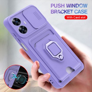 Para Realme C55 5G Caixa Multifuncional TPU Push Pull Lens Cover Anel Magnético De Suporte Coque À Prova De Choque