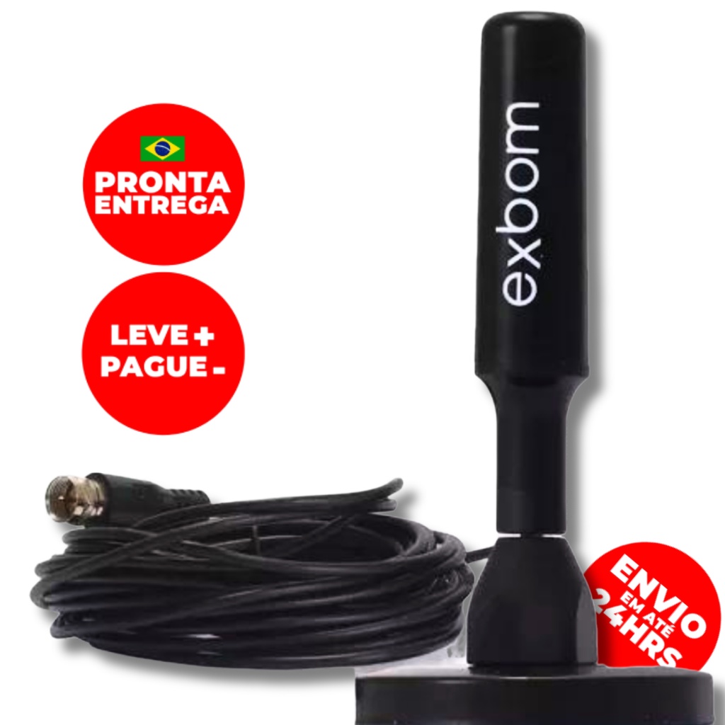 Antena Digital Tv Interna Externa Amplificada 5 Metros HDTV 4k Exbom