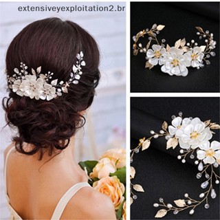 Moda Feminina Noiva Branca Flor De rhinestone Pérola Grampo De Cabelo Casamento accessories .
