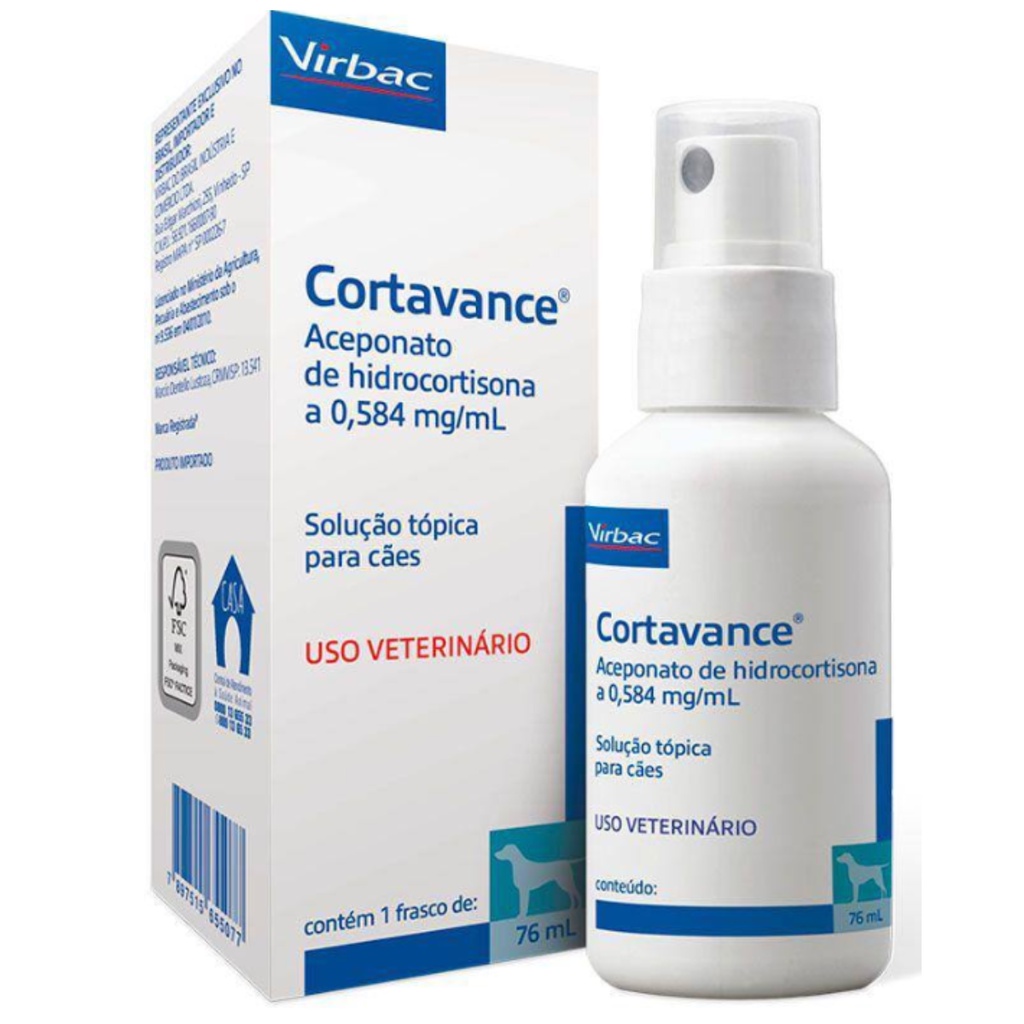 Spray Dermatologico Antiinflamatorio Cortavance 76ml Virbac Cães em Oferta na Shopee