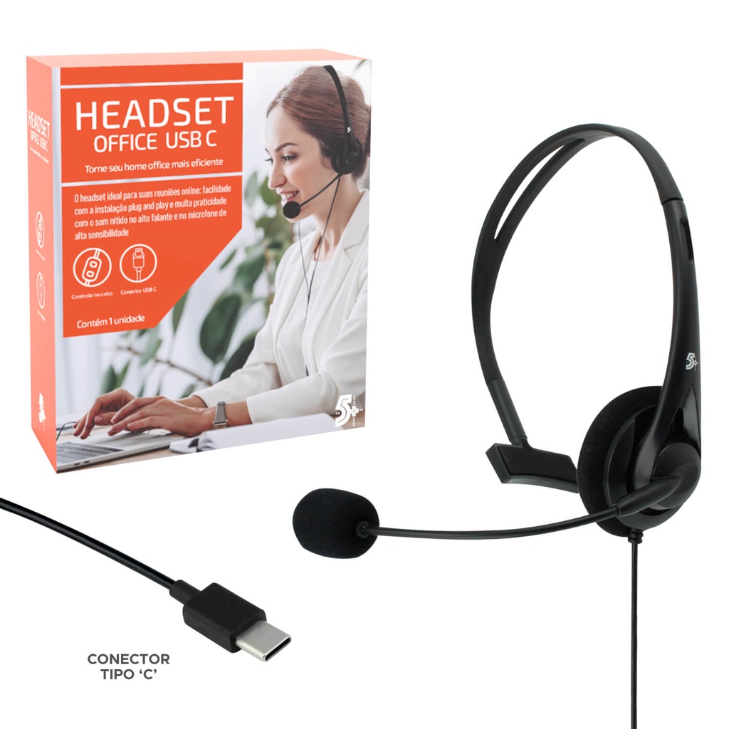 Fone Headset Home Office Telemarketing Pc Not Usb Tipo C