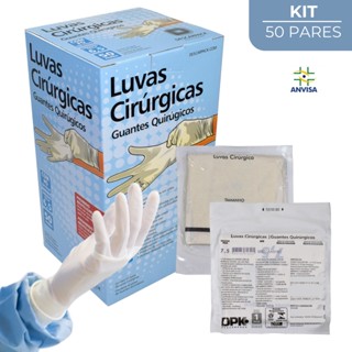 Luva Cirúrgica Estéril Latex Com Pó Descartável Descarpack Kit 50 pares 100 Unidades