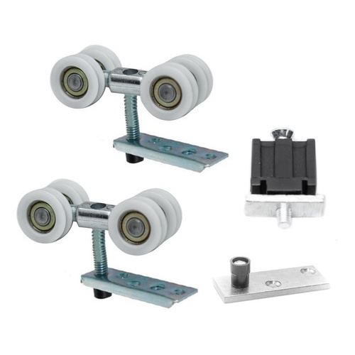 Kit Roldana Para Porta De Correr De Madeira Guia 9mm E Parador 4 Peças