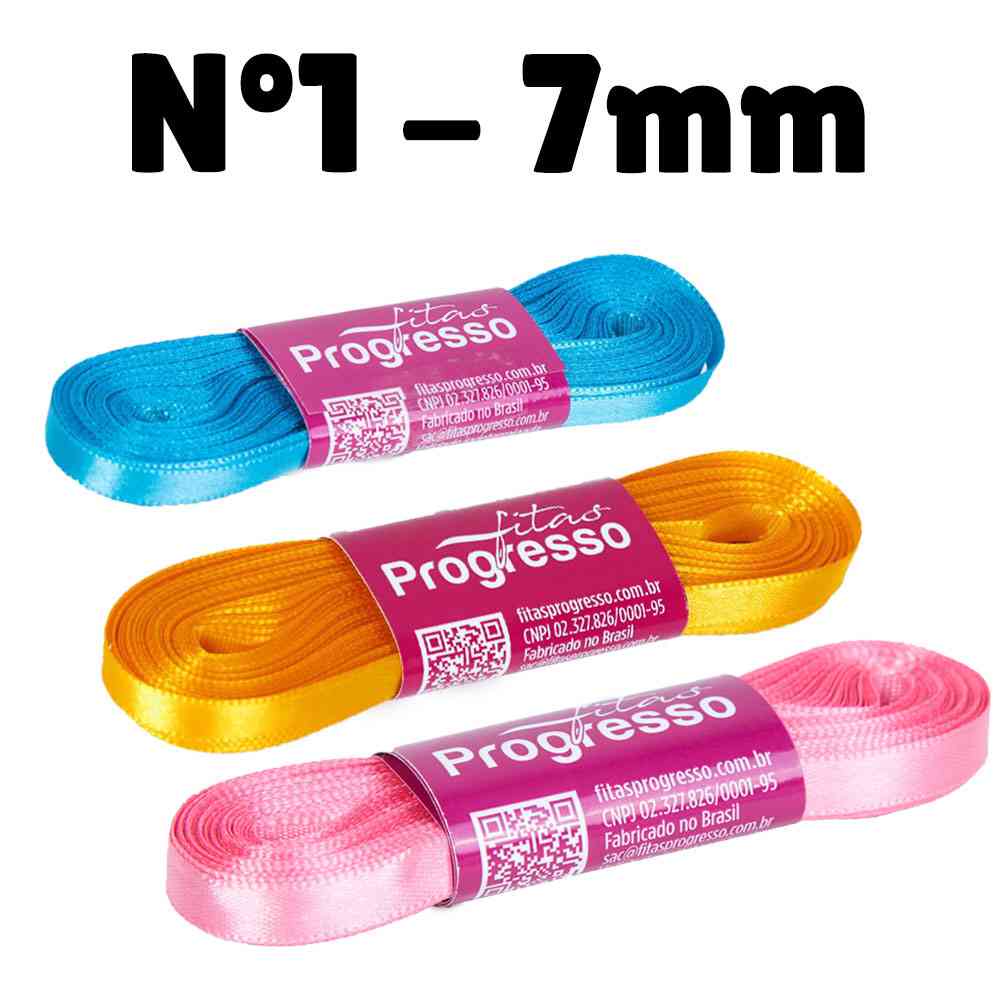 Fita Cetim Nº1 7 mm 10 metros Progresso em Oferta na Shopee