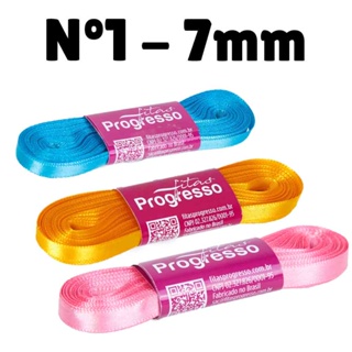 Fita Cetim Nº1 7 mm 10 metros Progresso em Oferta na Shopee