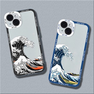 A Grande Estojo De Telefone À Prova De Choque Kanagawa Para Samsung Galaxy S23 Ultra S22 Plus S21 S20 FE Capa Macia Anti-Impacto Transparente