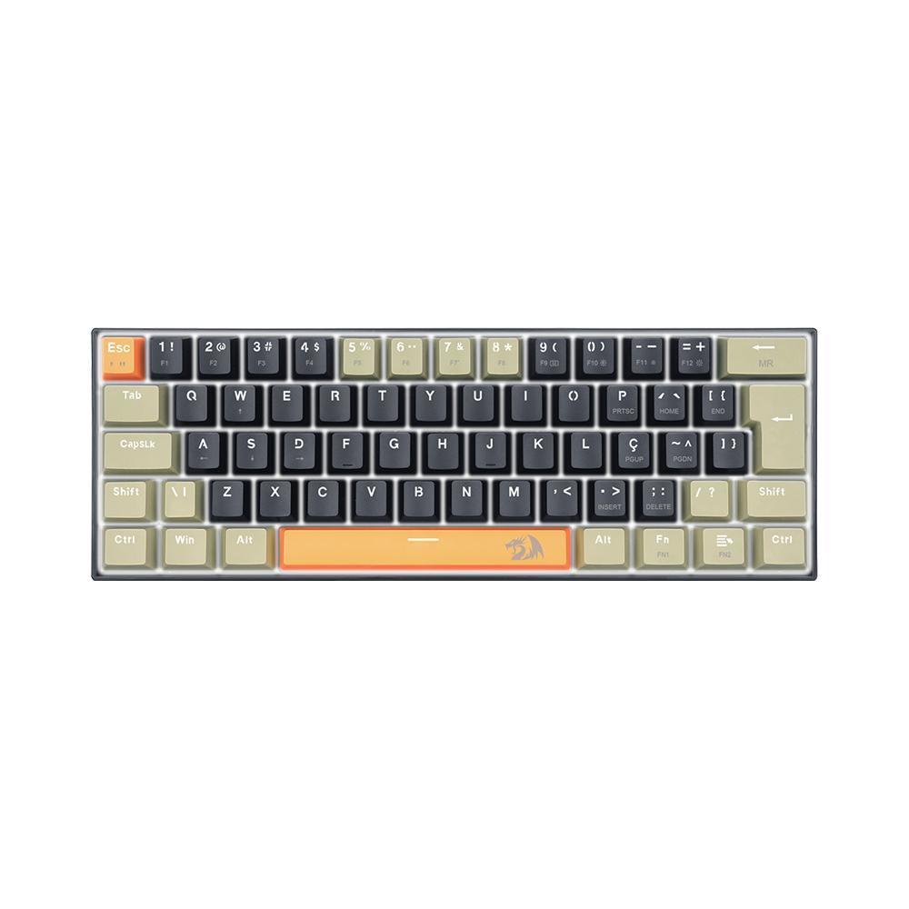TECLADO MECANICO USB GAMER LAKSHMI SWITCH BROWN REDRAGON K606-OG&BK&GY