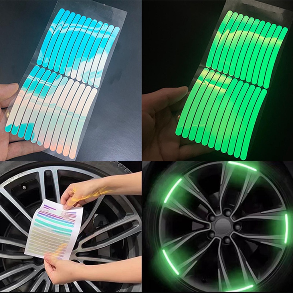 Adesivo Fluorescente Para Roda De Carro Pneus De Aro Refletivo Decoração De Tiras Luminoso Condução Noturna No Cubo De