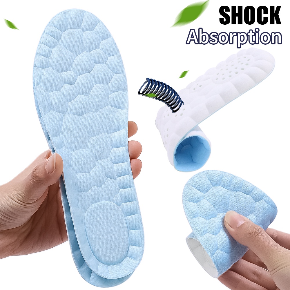 [Destaque] Elasticidade Absorção De Choque Almofada De Sapato De Corrida Apoio Em Arco Palmilhas Ortopédicas De Inserção 4D Super Soft Sports Insole Alívio Da Dor Nos Pés Massagem