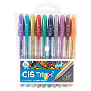 Caneta gel 1.00 mm Trigel 576700 com 10 cores Metálicas Cis