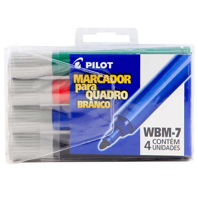 Pincel quadro branco recarregável WBM-7 estojo 4 cores Pilot em Oferta na Shopee