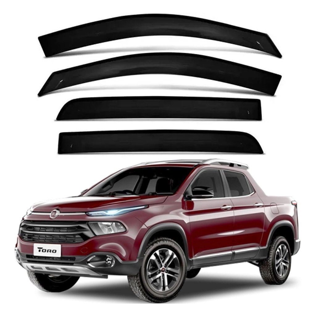 Calha De Chuva Defletor Fiat Toro 2016 A 2022 2 Portas Acrílico Fume FT9928