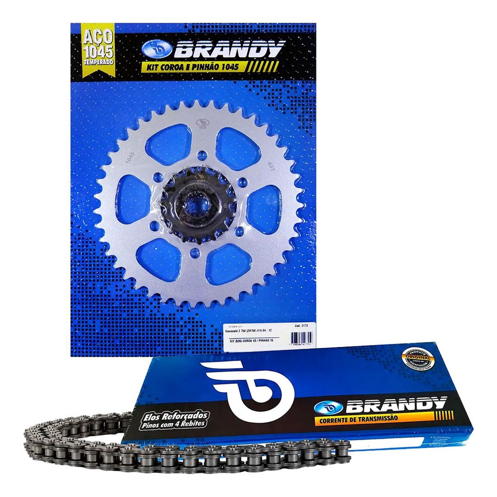 Kit Relação para Moto Kawasaki Z 750 (ZR750 J11) 2004 Até 2012 Sem Corrente - Brandy