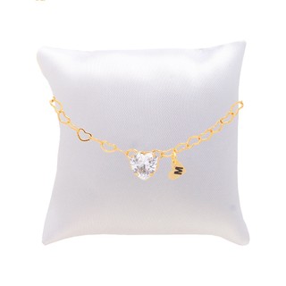 Pulseira Madrinha Cristal Folheada Ouro Almofada,Inicial