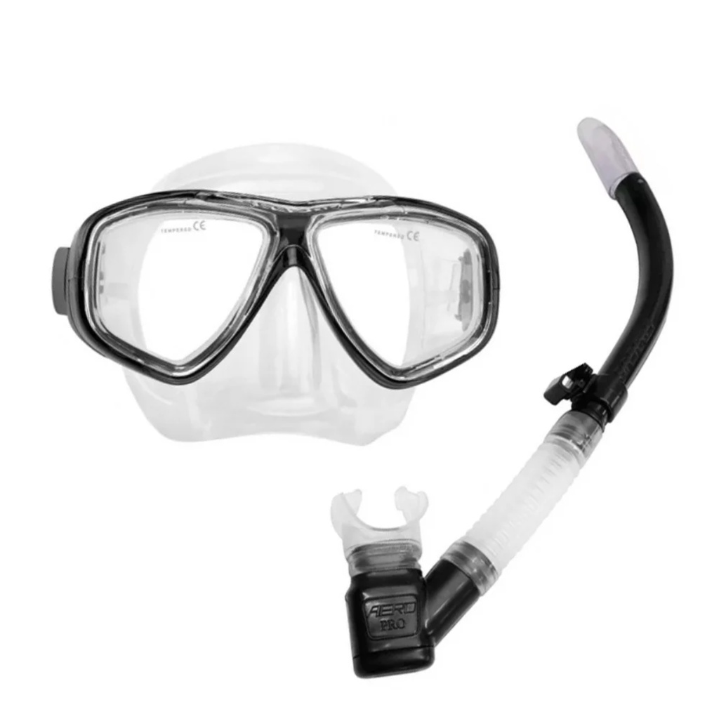 Kit Para Mergulho e Natação SEASUB OURO TRANSP/PRETO