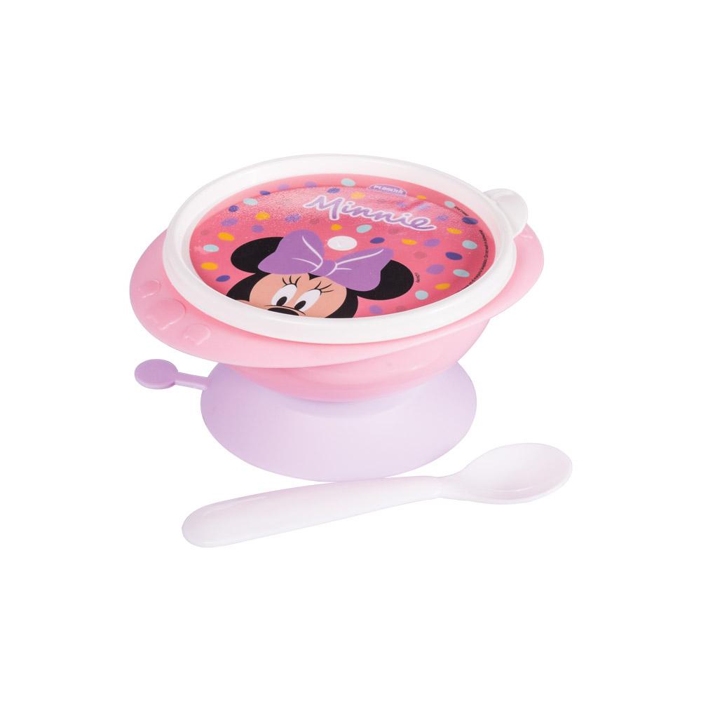 Tigela 240 ml  com Ventosa e Colher Minnie Baby Plasútil - Mom & Baby