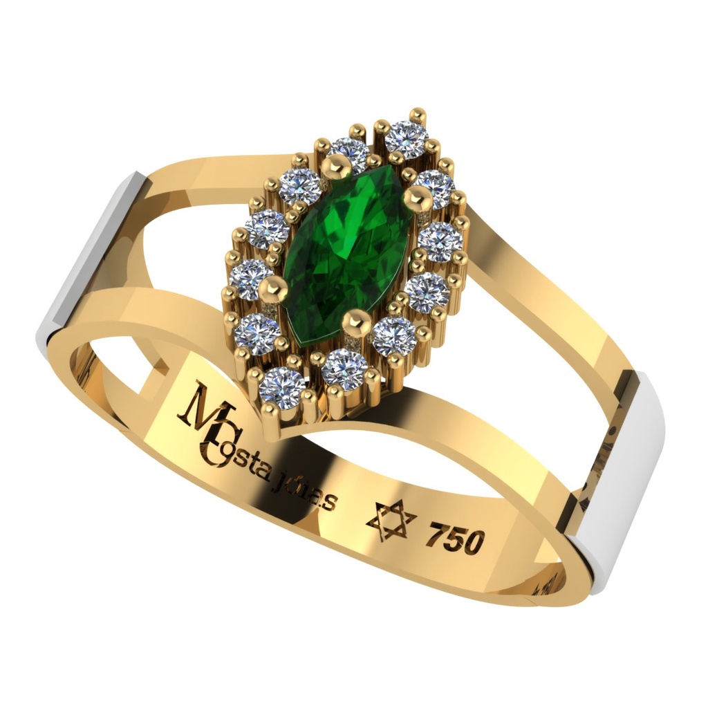 Anel Formatura enfermagem  Ouro 18K Aro Duplo Navete