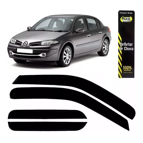Defletor Calha de Chuva Renault Megane 2006 a 2014 4 Portas Ecoflex